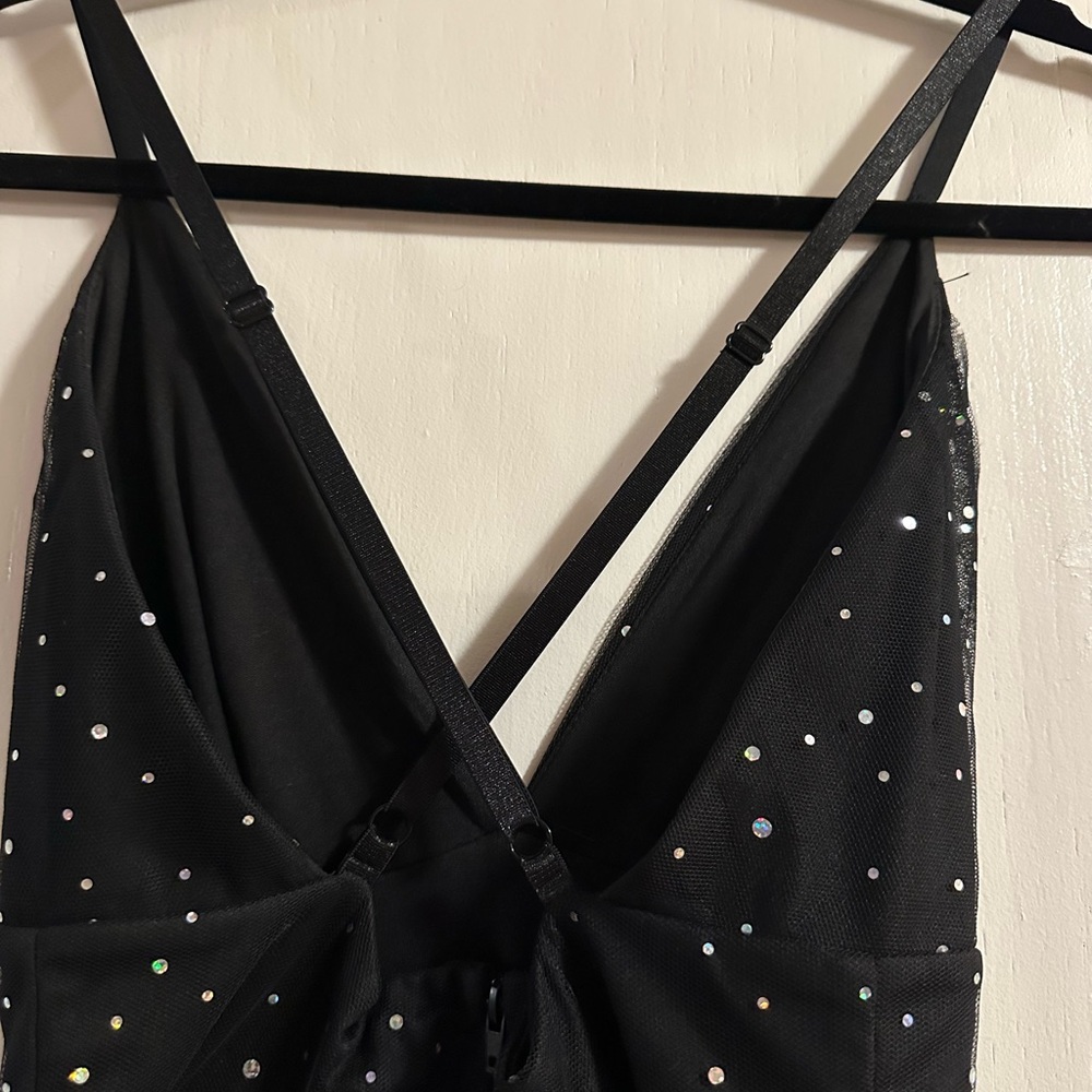 Windsor Vanessa V-Neck plunging Tulle Gown iridescent sequins dots evening Prom - Picture 7 of 13